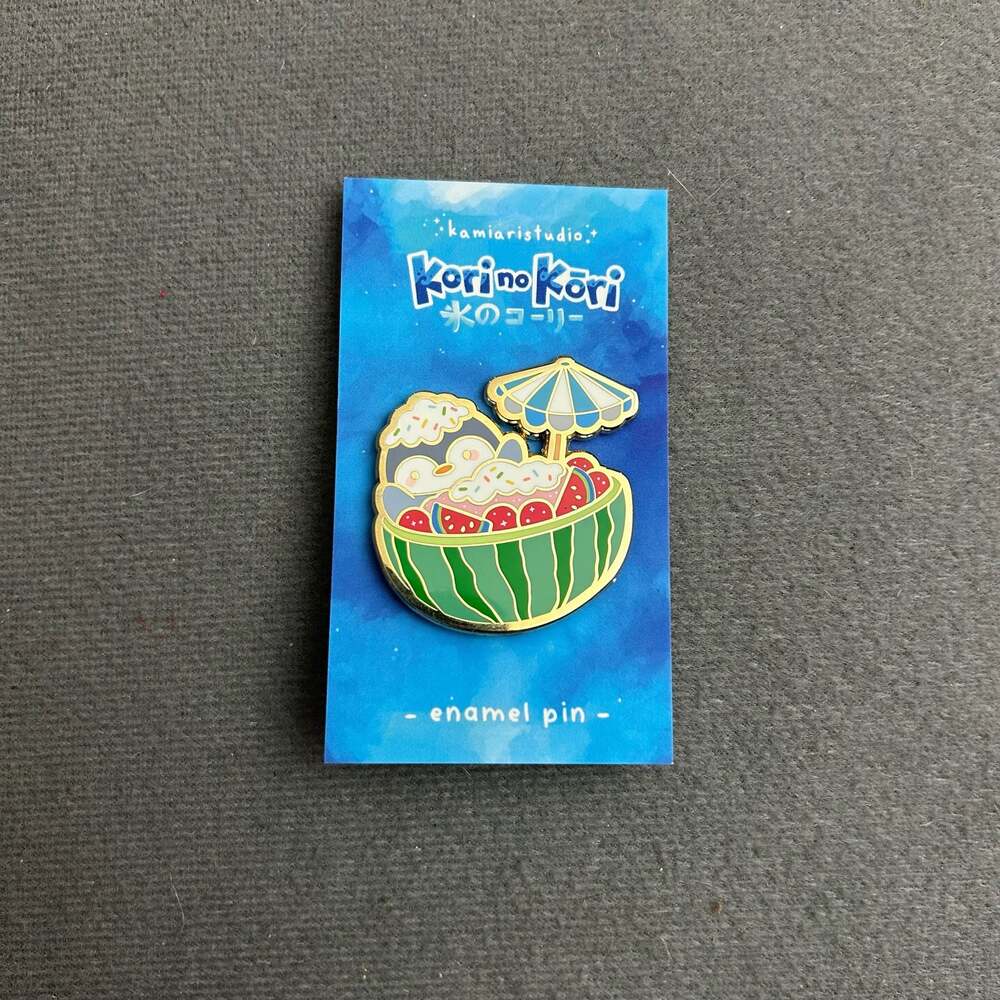 Kamiari Studio Korino Kori Watermelon Shaved Ice Penguin Enamel Pin